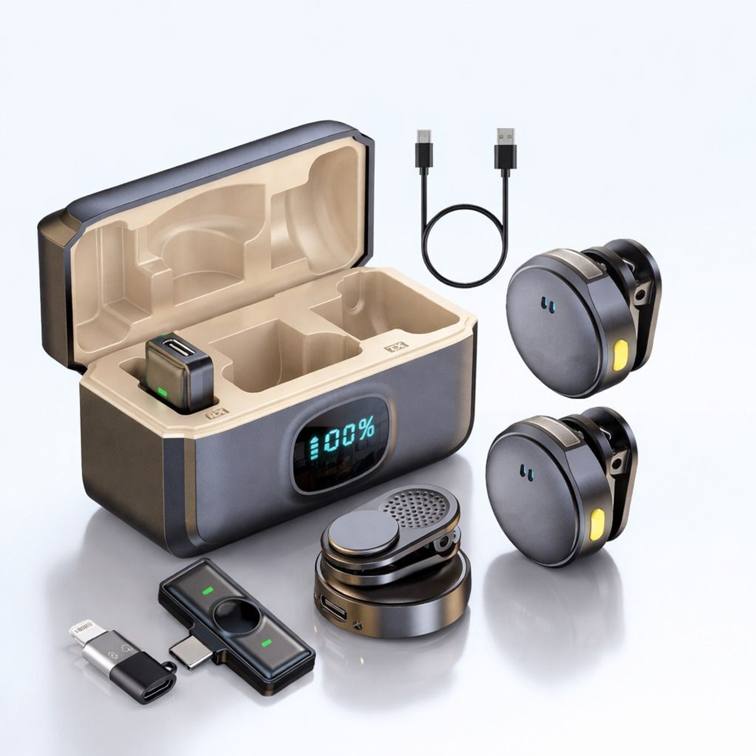 Image of Monrix Wireless Dual Collar Mic with Battery Display & Clear Noise Reduction Audio Microphone