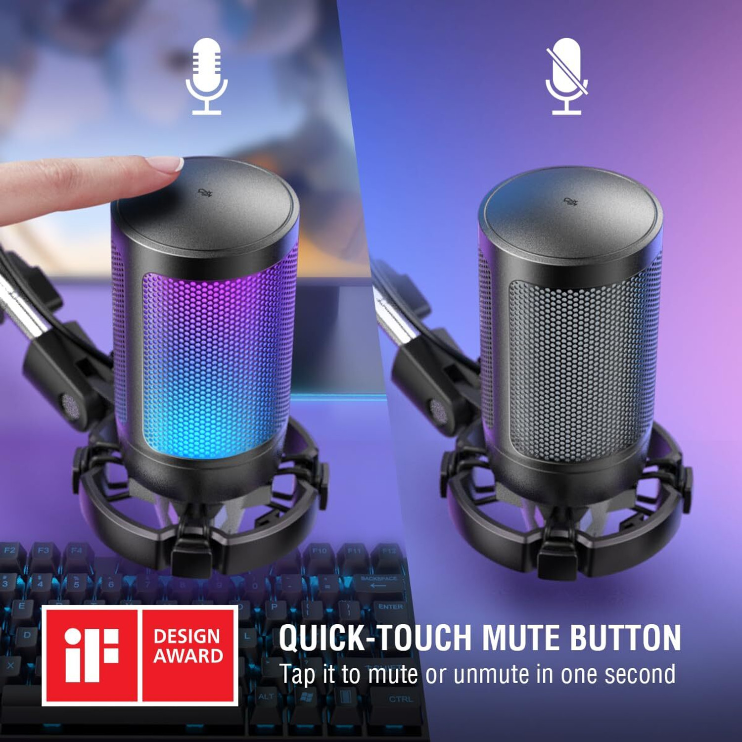 Image of Fifine (OPEN BOX) A6T (Black) with Stand for Gaming, Streaming, PC, USB RGB Kit Microphone