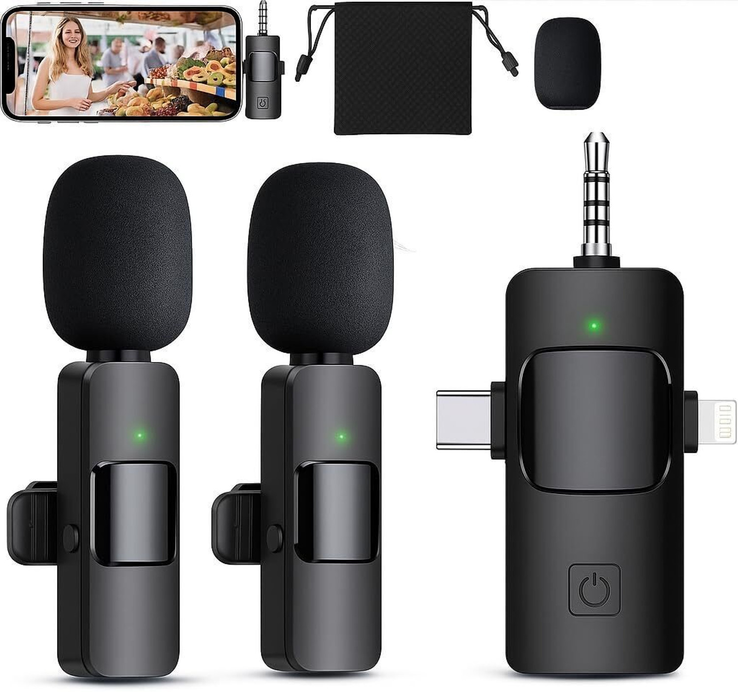Image of Tazomi Wireless Lavalier Omnidirectional mic for Video Recording Type C Android &iPhone Microphone
