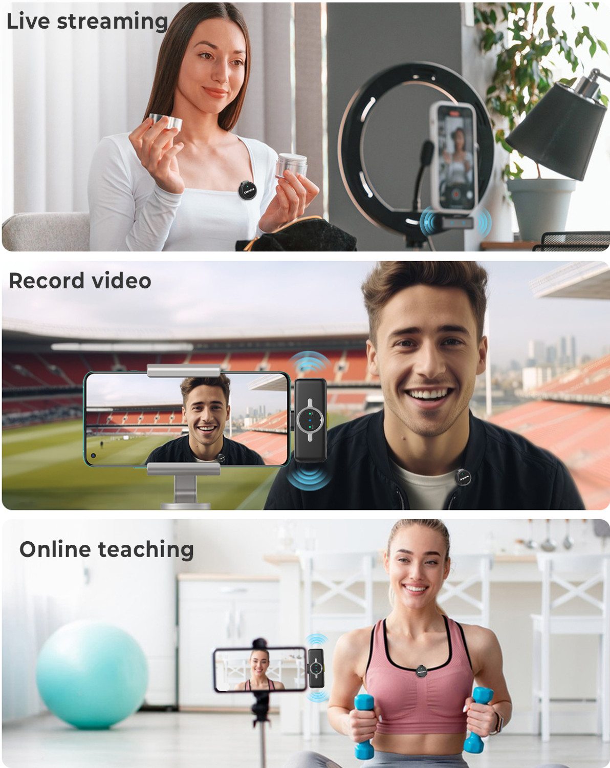 Image of Grenaro Wireless Mic for YouTube, Magnetic Mini Mic Wireless,Mike Wireless For Vlogging Microphone