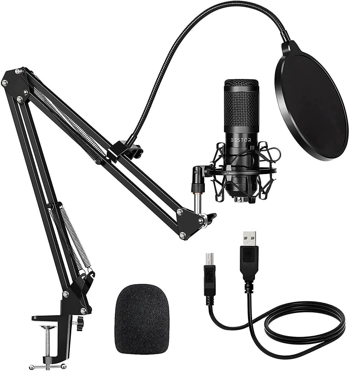 Image of Bestor Mic Kit |Studio Microphone Adjustable Stand for Singing and Voice Recording Microphone