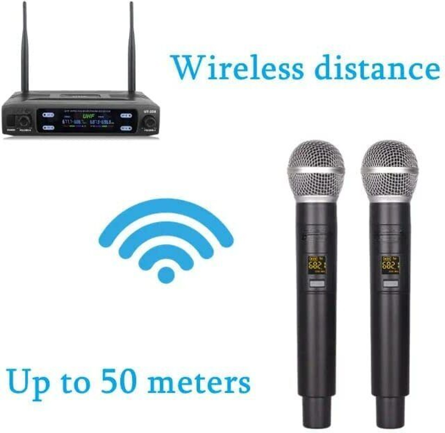 Image of Adiohub UHF Wireless Microphone Handheld Microphone Wireless with Rechargeable Receiver Microphone