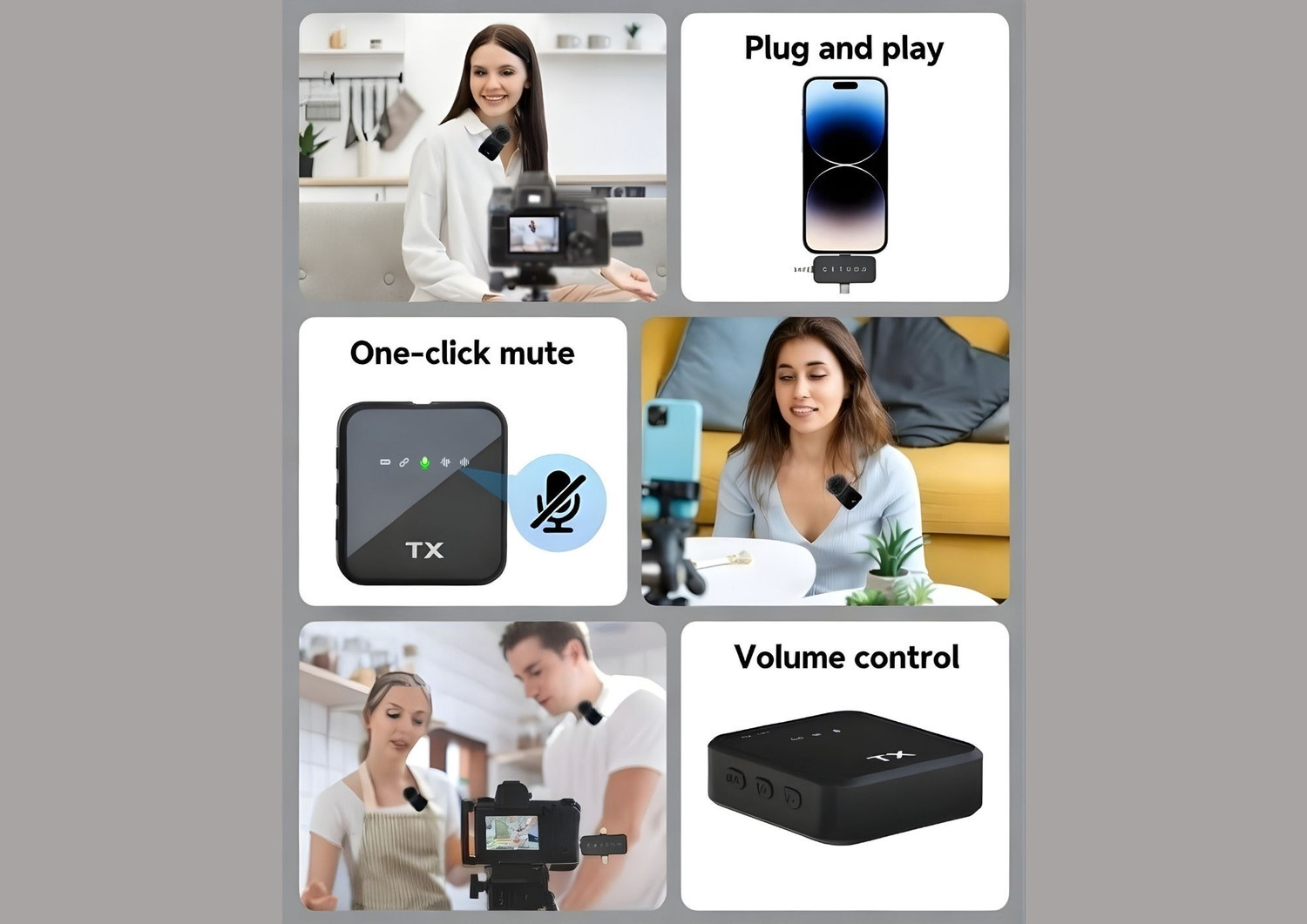 Image of Monrix Wireless Lavalier Mic 3-in-1 Type-C Lightning Noise Reduction for Recording Microphone
