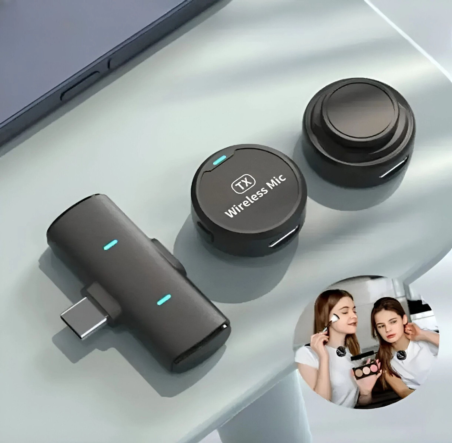 Image of V GADGETS Mini Clip Microphone with Type-C, Portable Collar Mic for YouTube Vlog Recording Microphone