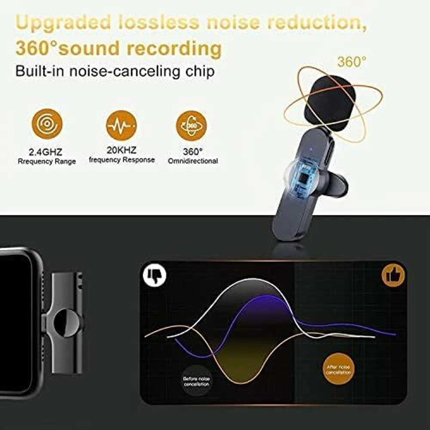 Image of ETH UTILITY STORE Wireless K8 Lavalier Microphone Lapel Mic System TYPE C For Recording Vlog Microphone