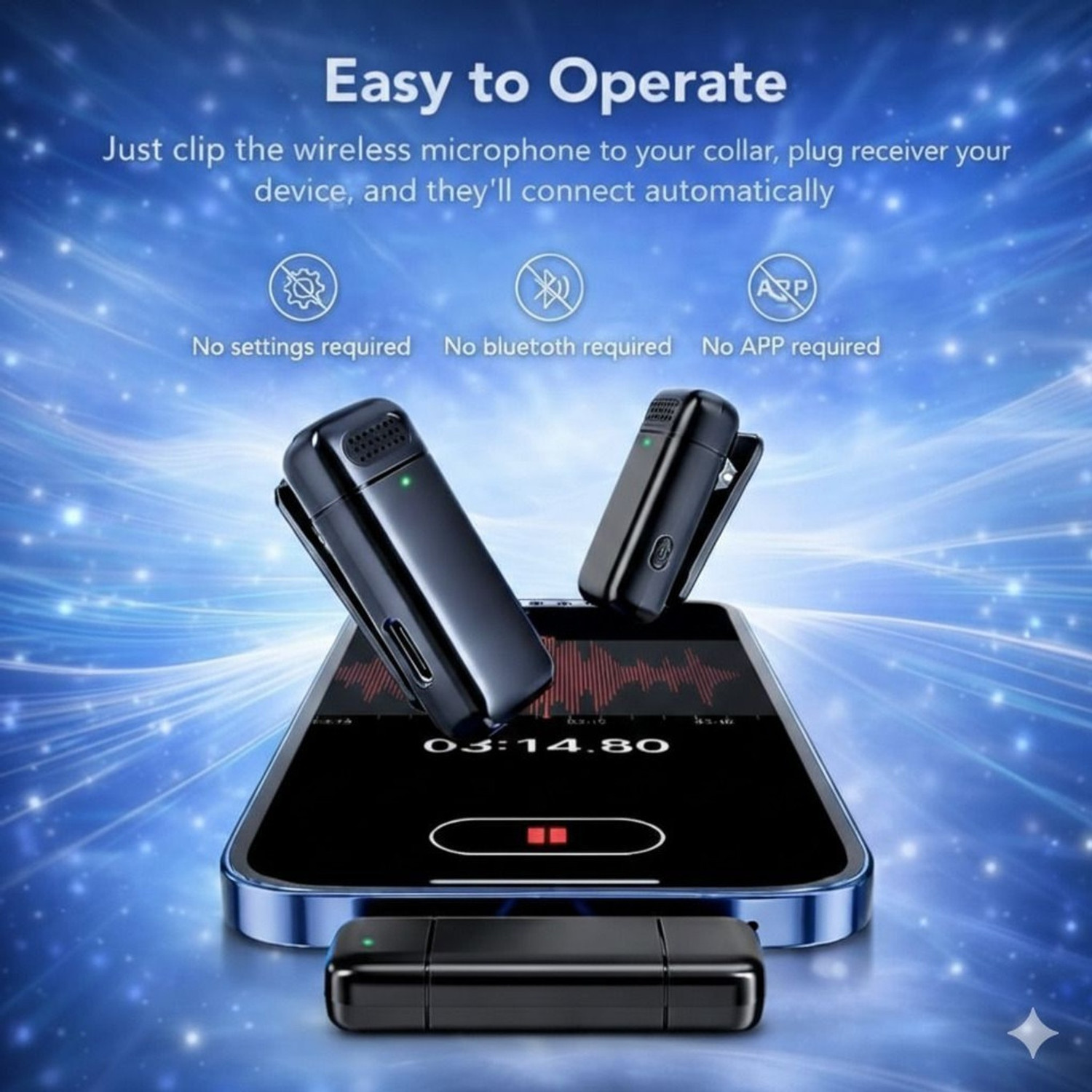 Image of NextFusion Wireless Noise Cancelling Mic for YouTube, Vlogging, iPhone & Smartphones Microphone