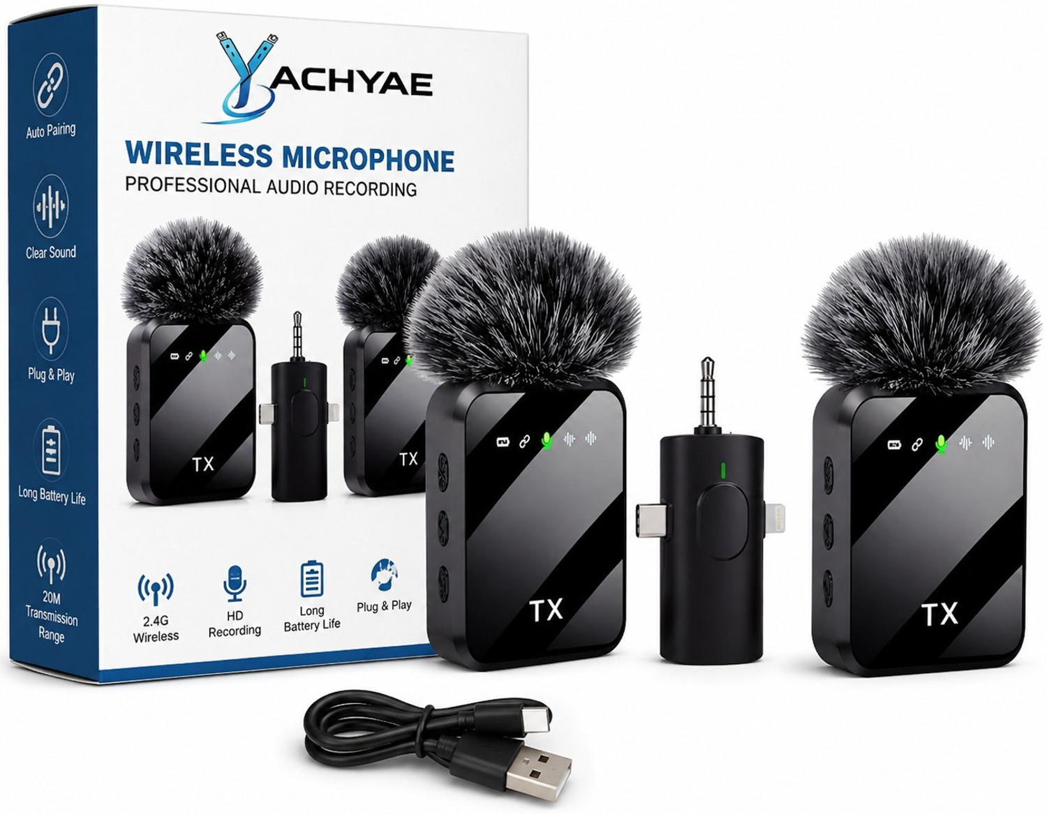 Image of Yachyae Wireless Lapel Mic for YouTube, Online Classes & Vlogging with Clear Audio Microphone
