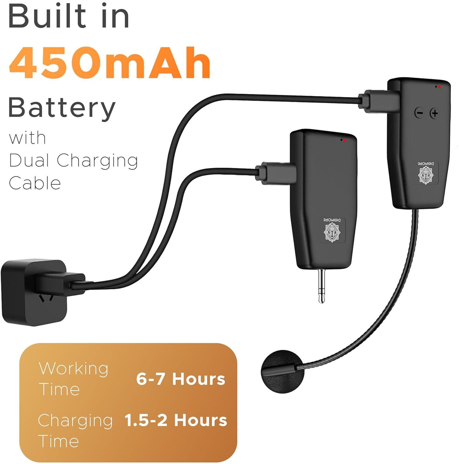 Image of Digimore D-342 2.4GHz Wireless Headset Mic| 7Hr Battery| 160ft Range for Meetings & Tours Microphone