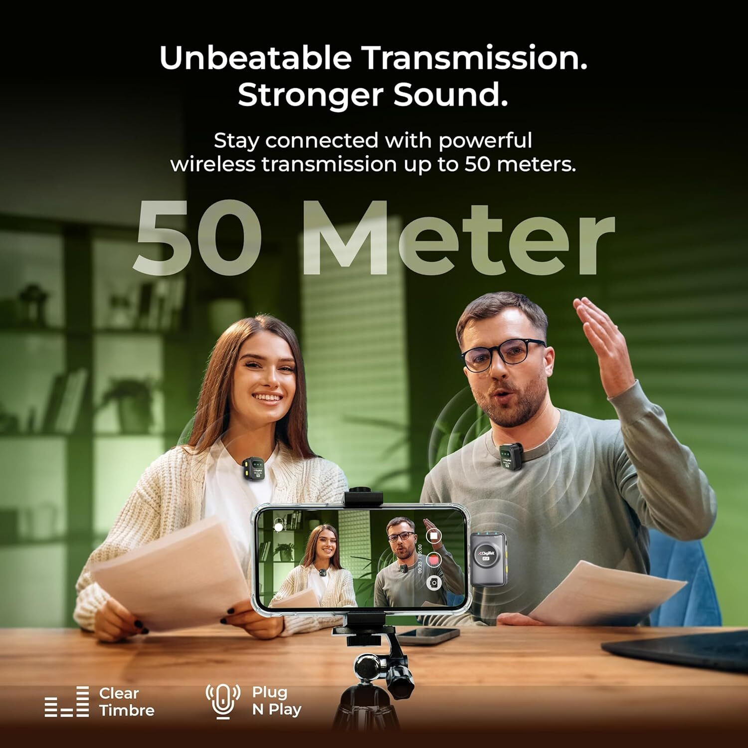 Image of DIGITEK DWM-118 Wireless Microphone 7Hr Battery for iOS /Android Devices and DSLR Cameras Microphone