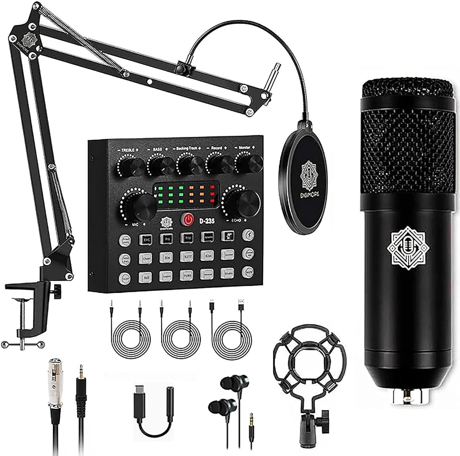 Digimore D-430 Condenser Kit w Sound Card for Recording, Podcast