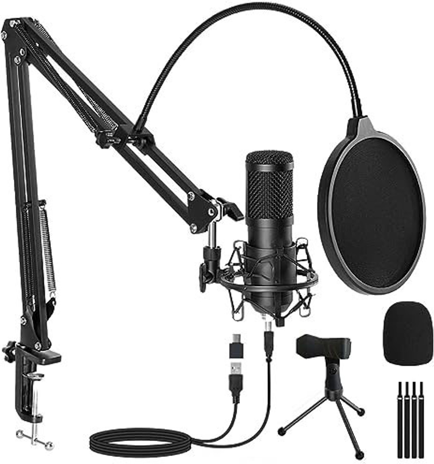 Image of DawnRays USB Condenser Microphone Kit 192kHz /24bit for Podcasting, Gaming & Singing Microphone