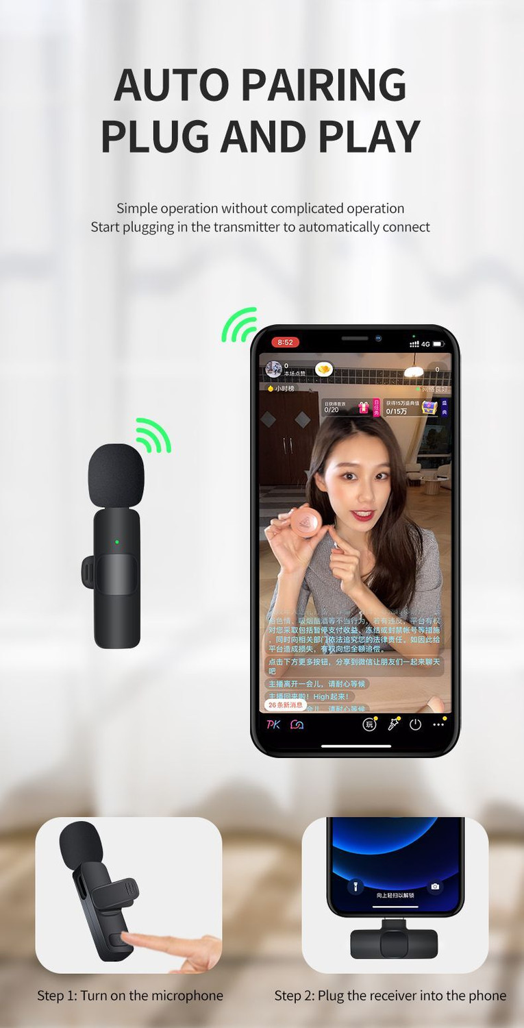 Image of BORNTOGLOW K8 Omnidirectional Lapel Plug and Play Type C Collar Mic Recording Vlog B472 Microphone