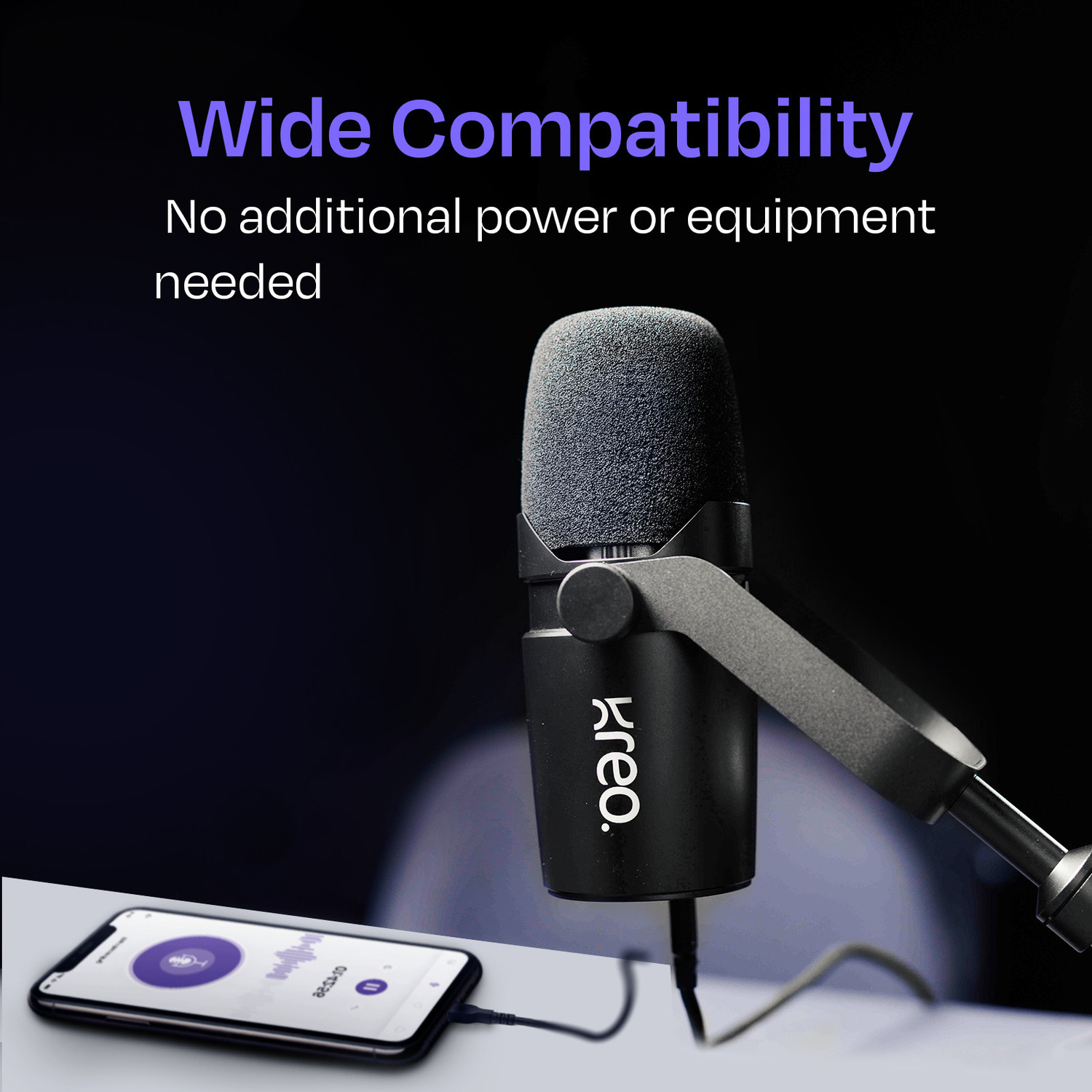 Image of Kreo Kast Professional Dynamic, Cardioid Pickup Pattern, Noise Filtering (XLR /USB) Camera Microphone