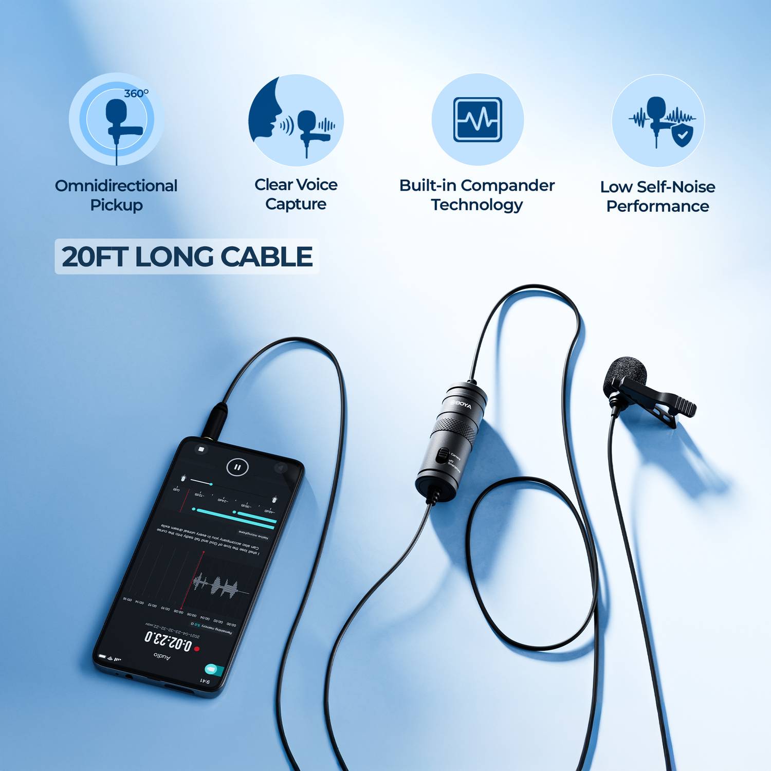 BOYA By-m1 3.5mm Condenser Microphone with 1/4" Adapter - Image 2