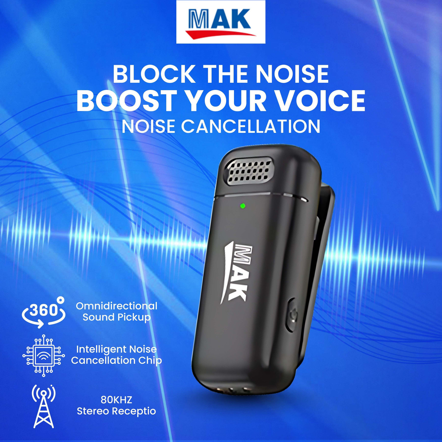 Image of MAK Wireless Dual Microphone with ANC & Smart Display Case for Creators Microphone