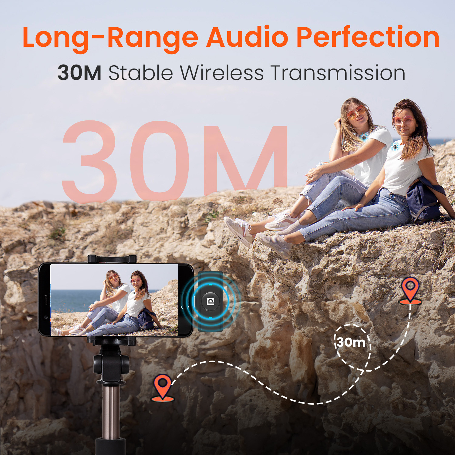 Image of Portronics Vlogmate 3 Dual Wireless Collar Lapel Microphone with ENC Noise Cancellation Microphone