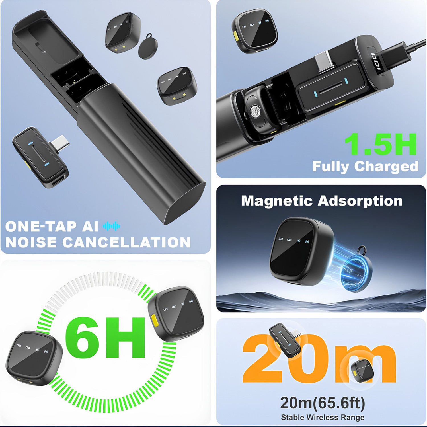 Image of RV Enterprises Dual Wireless Mic for YouTube - Magnetic Mic Clip-On, Mike Wireless for Vlogging Microphone