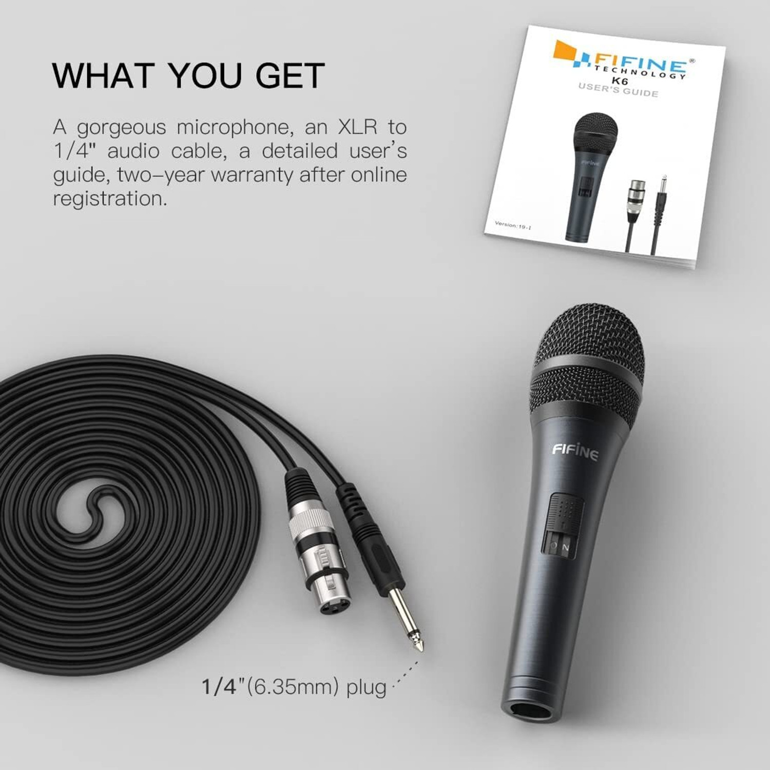 Image of FIFINE K6 -Wired Handheld Karaoke Micr for Speaker with On /Off Switch & Detachable Cable