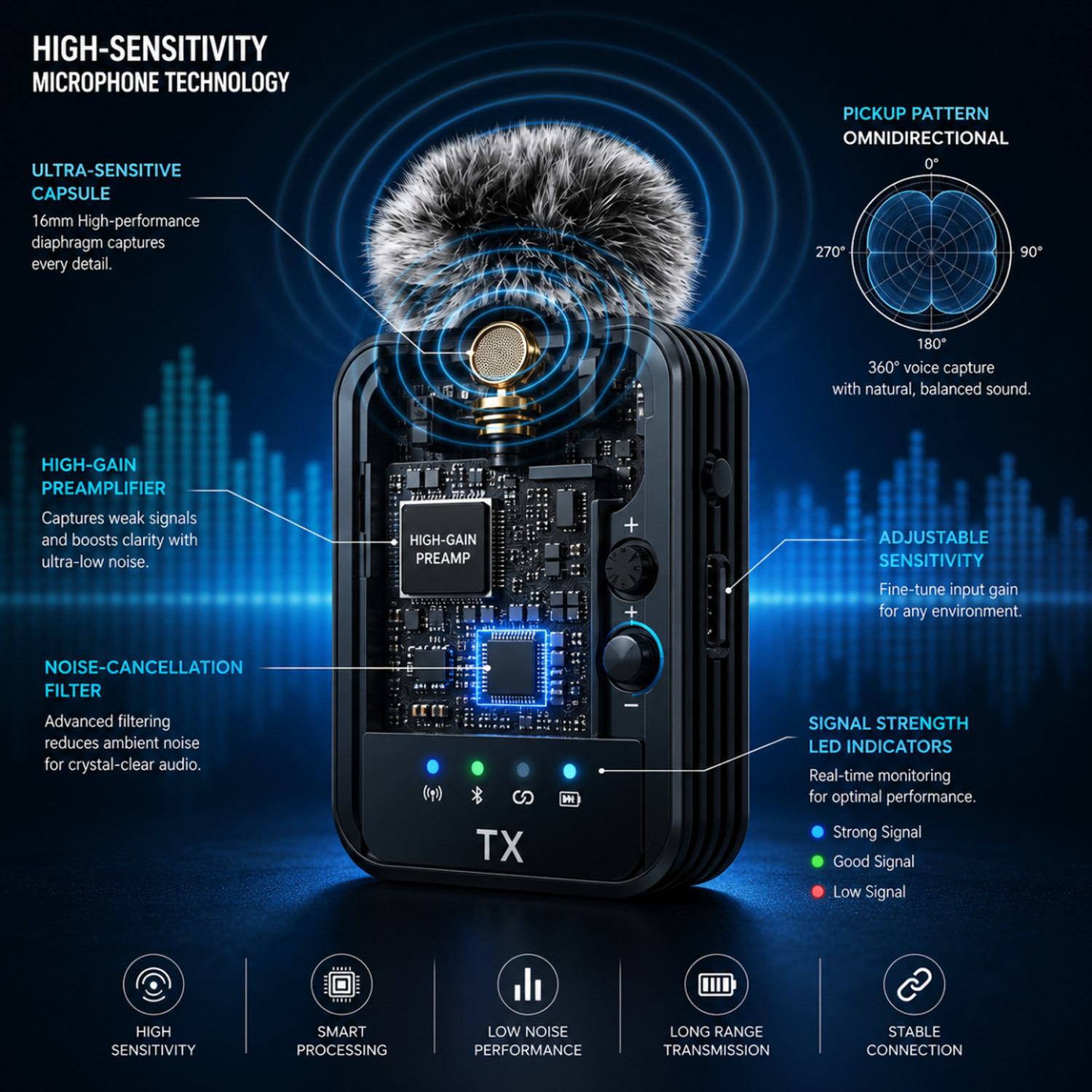 Image of RV Enterprises Dual Wireless Mic with Noise Reduction Collar Microphone for mobiles, Youtube Microphone