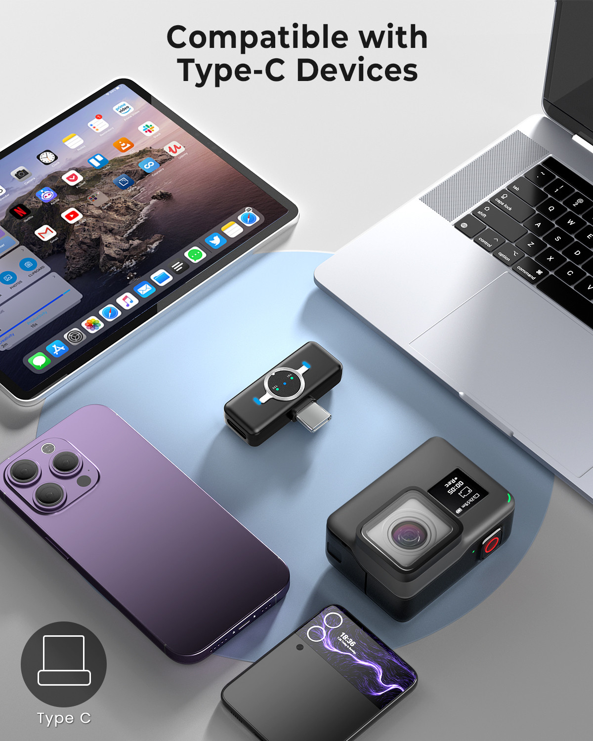 Image of Grenaro Wireless Mic for YouTube, Magnetic Mini Mic Wireless,Mike Wireless For Vlogging Microphone