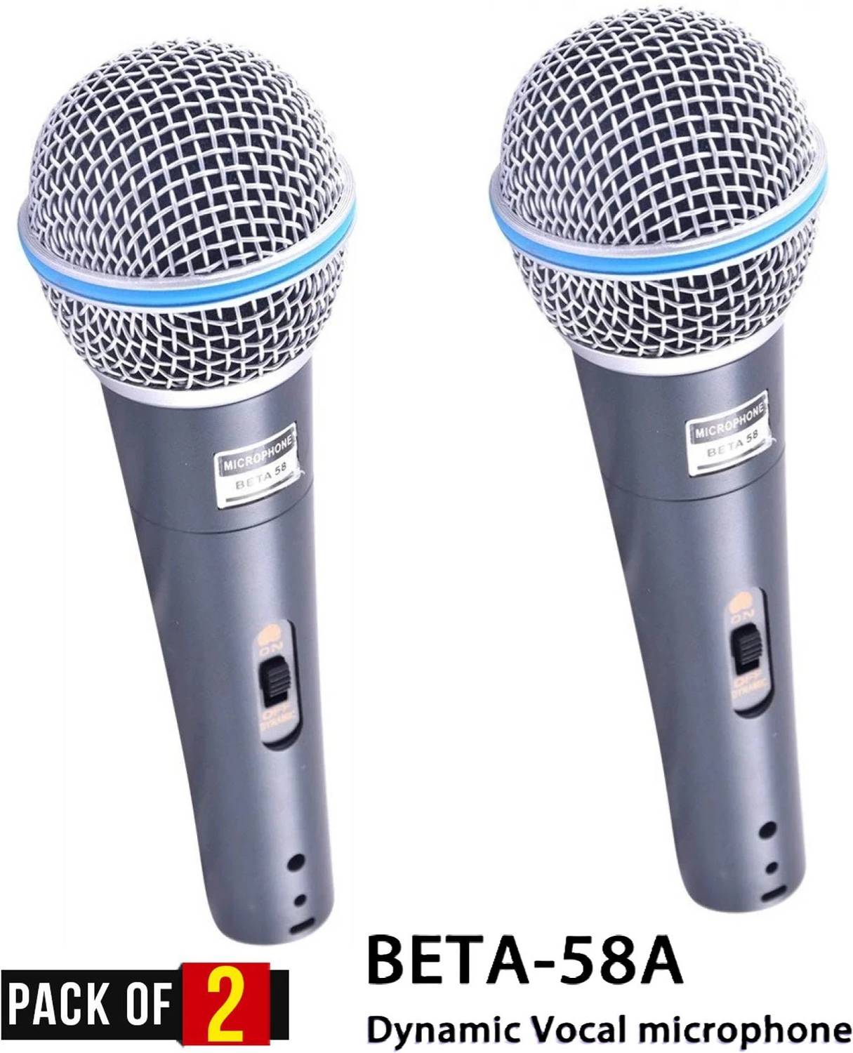 BALRAMA 2pc Microphone Beta 58A Dynamic Cardioid Vocal Wired Mic with XLR Cable Mike 58 Microphone
