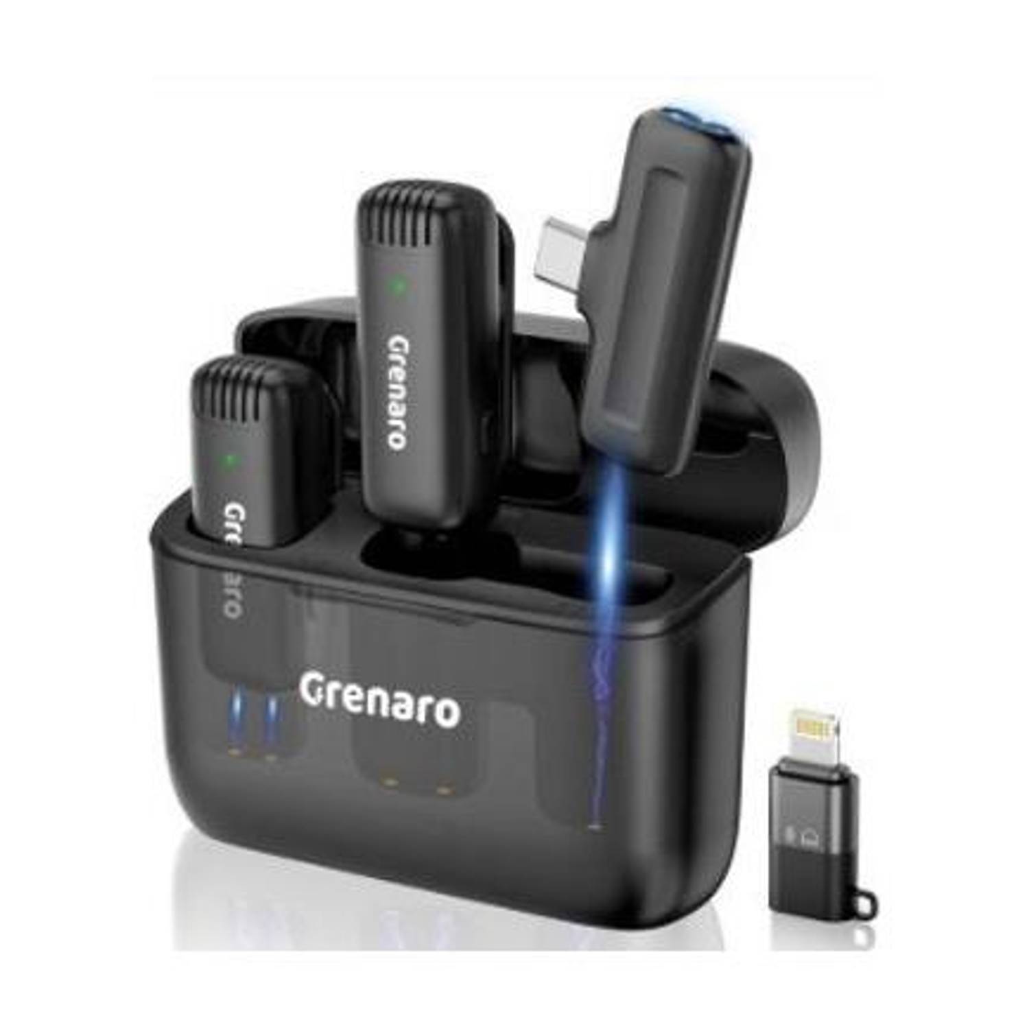 Grenaro Mic for Youtube, J13 Wireless with Charging Case - 3 Level Noise Reduction Microphone