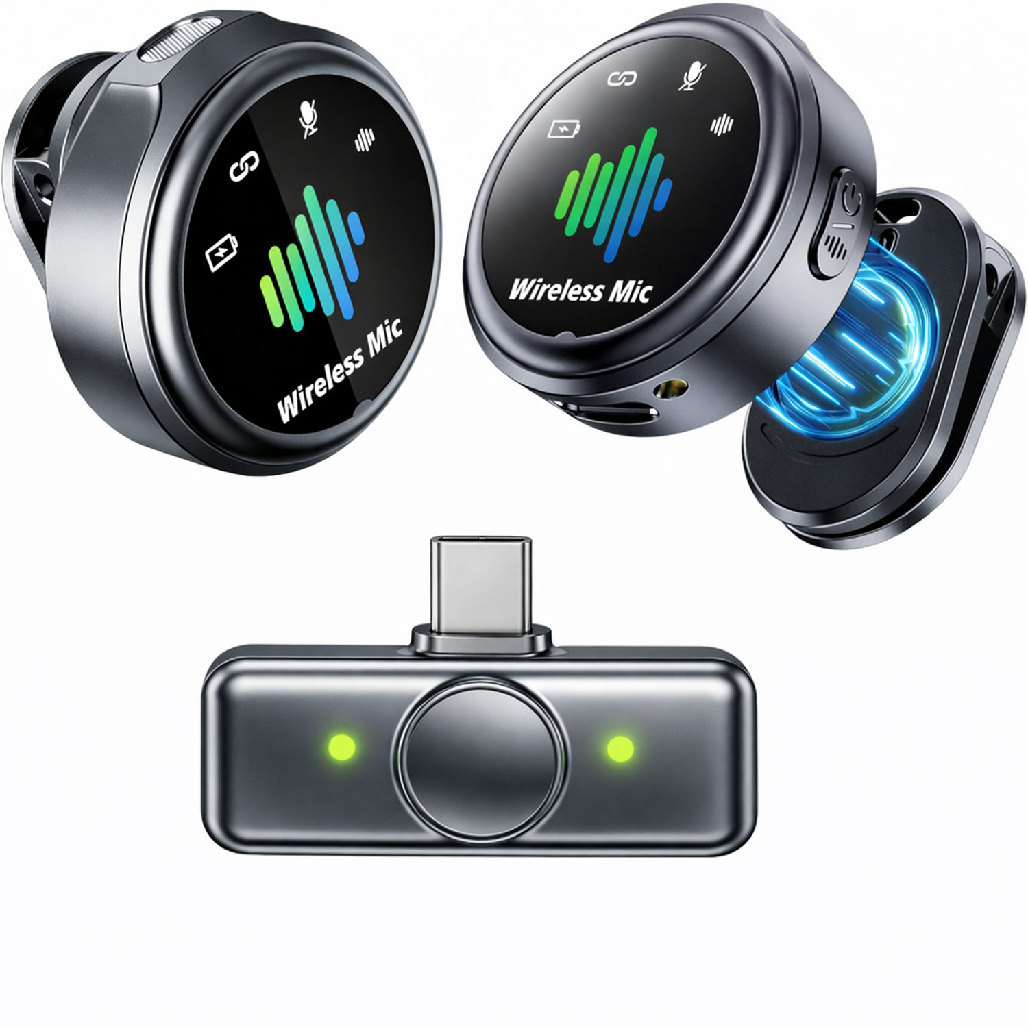 Image of Primate Q8 Dual Wireless Lavalier Mic with Noise Cancellation, Type-C, Low Latency Microphone
