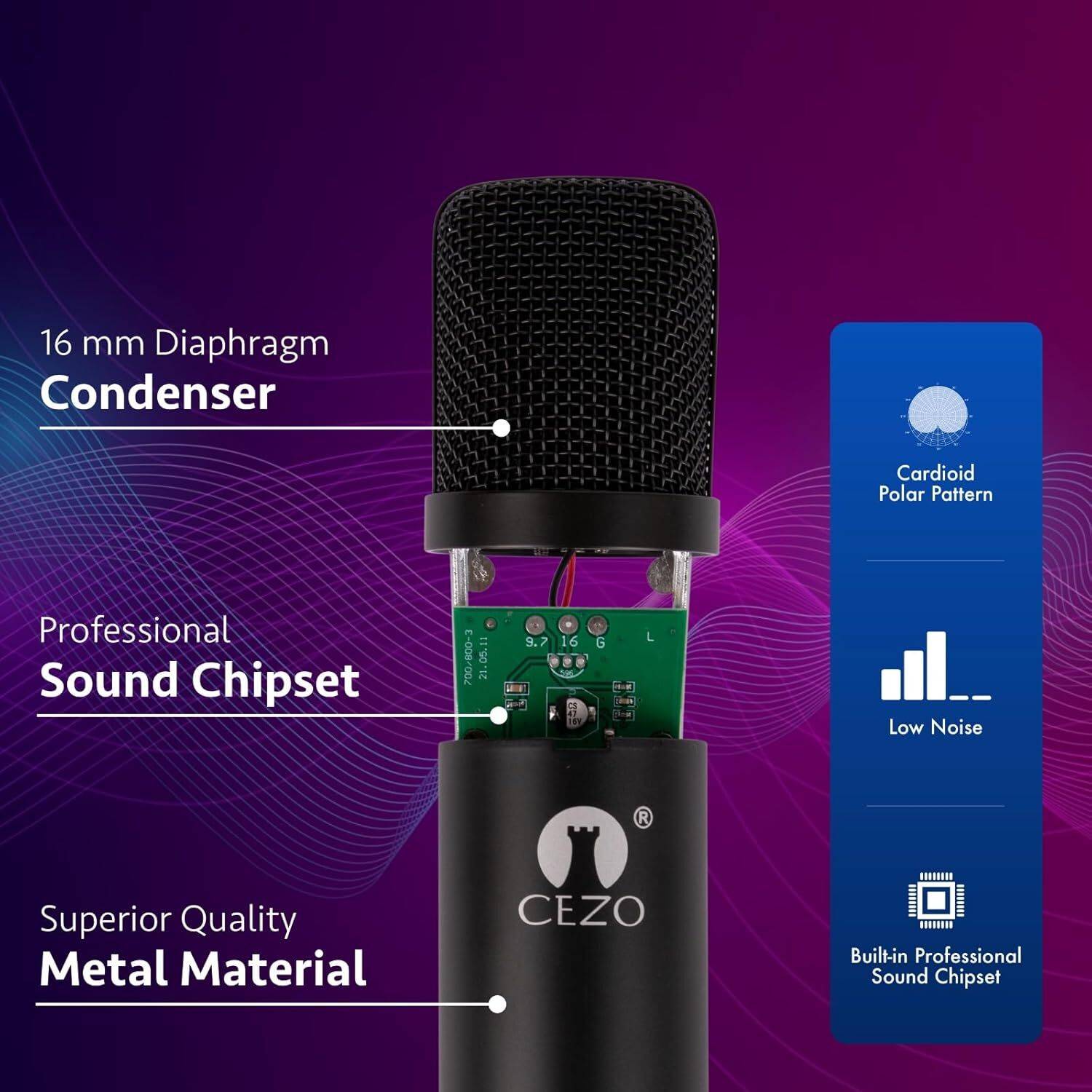 Cezo Condenser Microphone BM 800 Bundle,Mic Kit with Live Sound