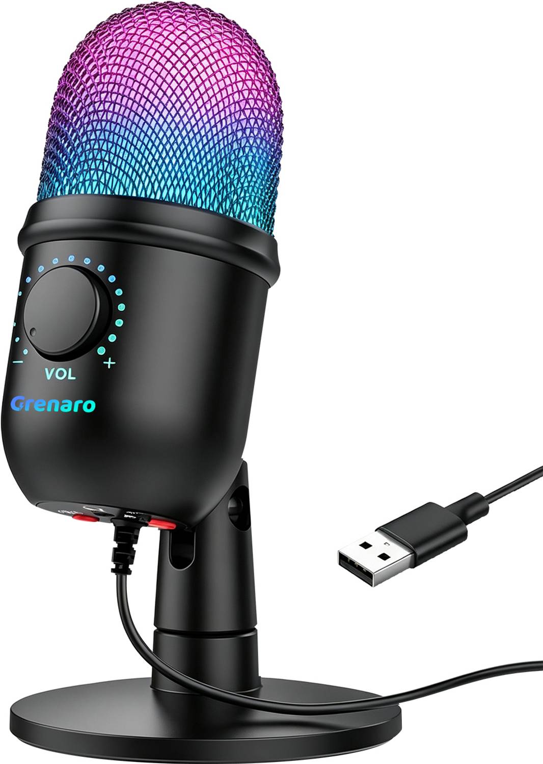 Grenaro USB Condenser Microphone with RGB Lighting - Image 1
