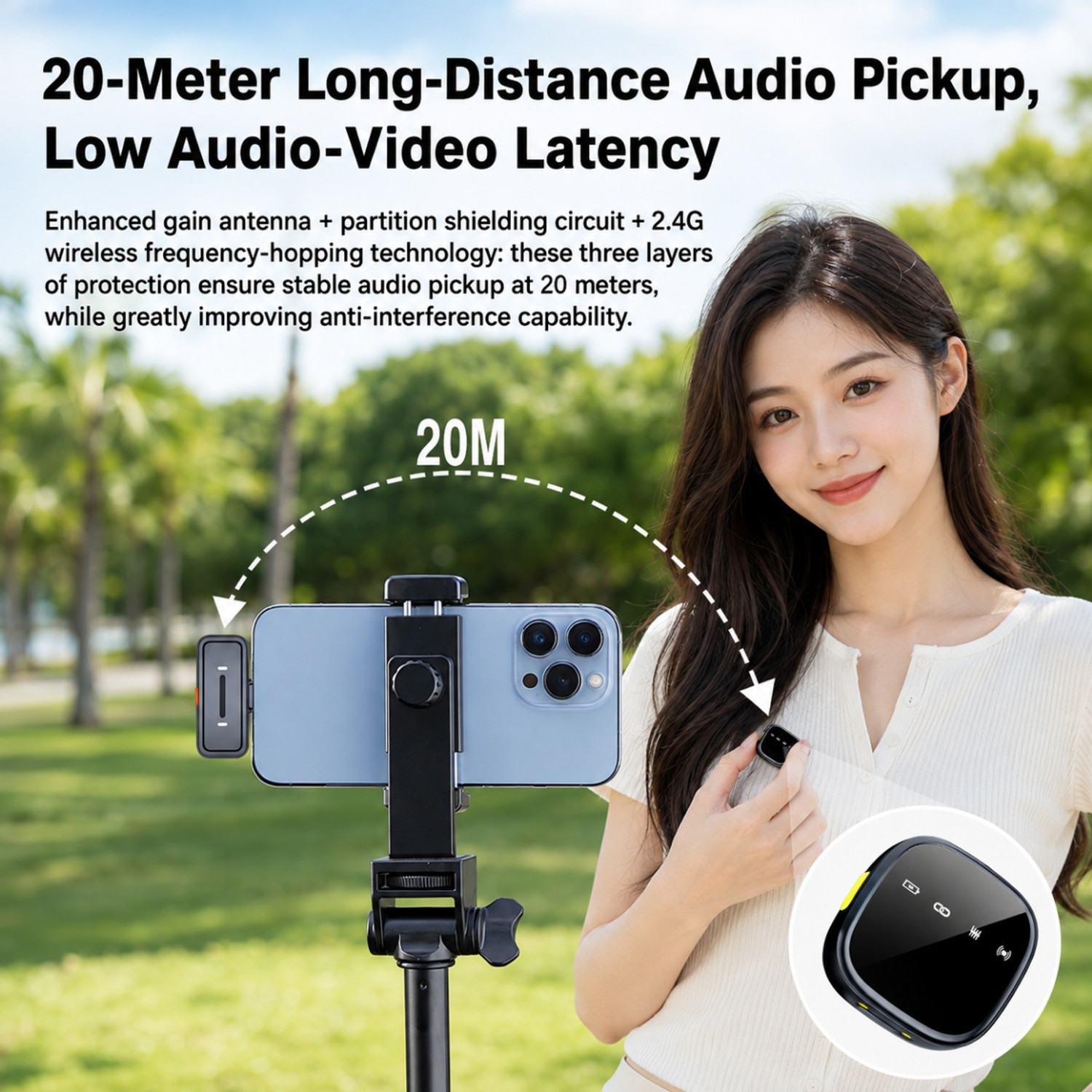 Image of RV Enterprises Dual Wireless Mic for YouTube - Magnetic Mic Clip-On, Mike Wireless for Vlogging Microphone