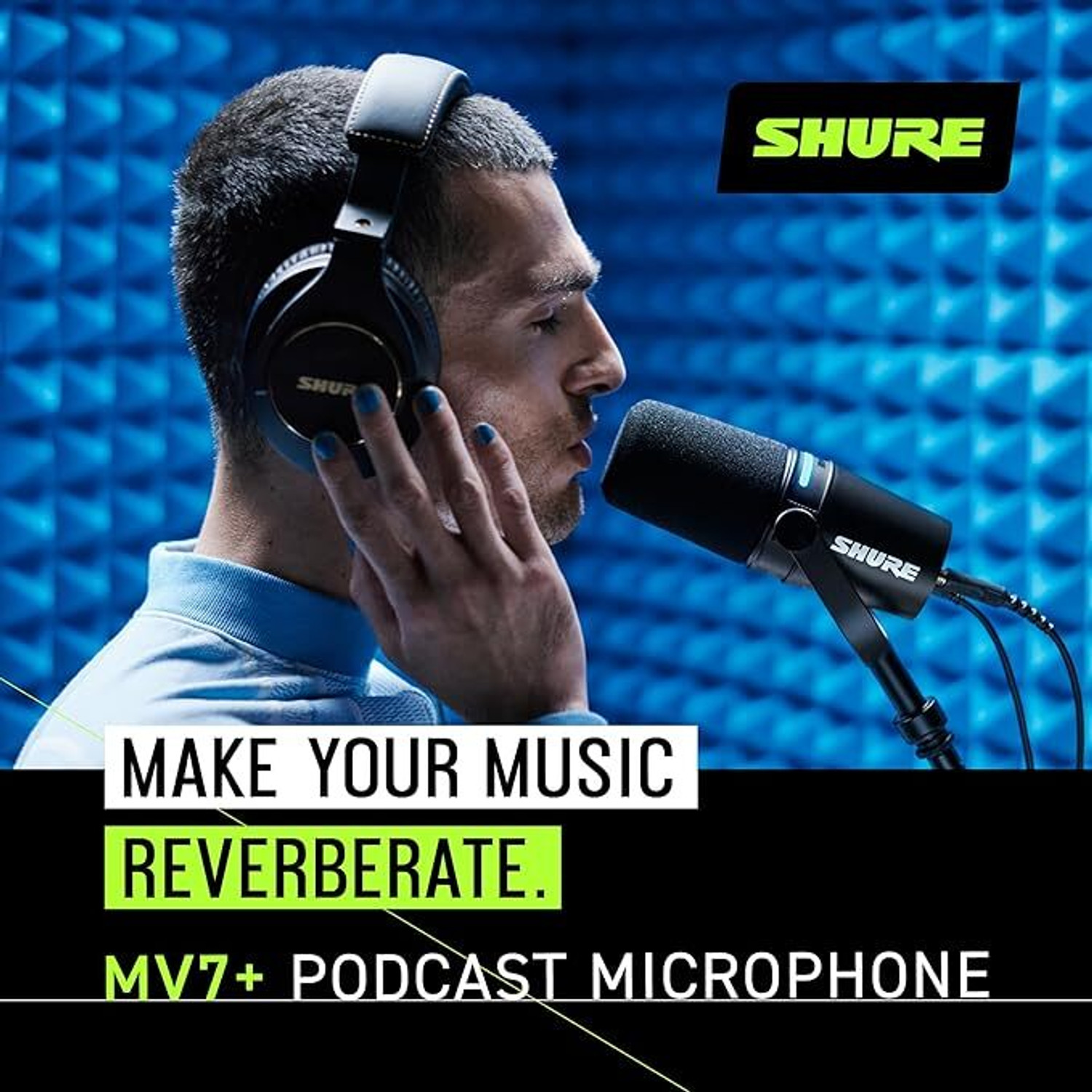 Image of Shure MV7+Podcast Microphone Enhanced Audio,LED Touch USB-C & XLR Outputs-Black Microphone