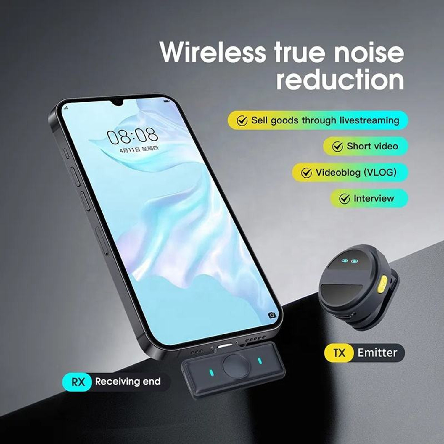 Image of MOBONE Q8 Long Charging case Wireless Upgrade Cut Low ENC Noise Reduction Broadcast Microphone