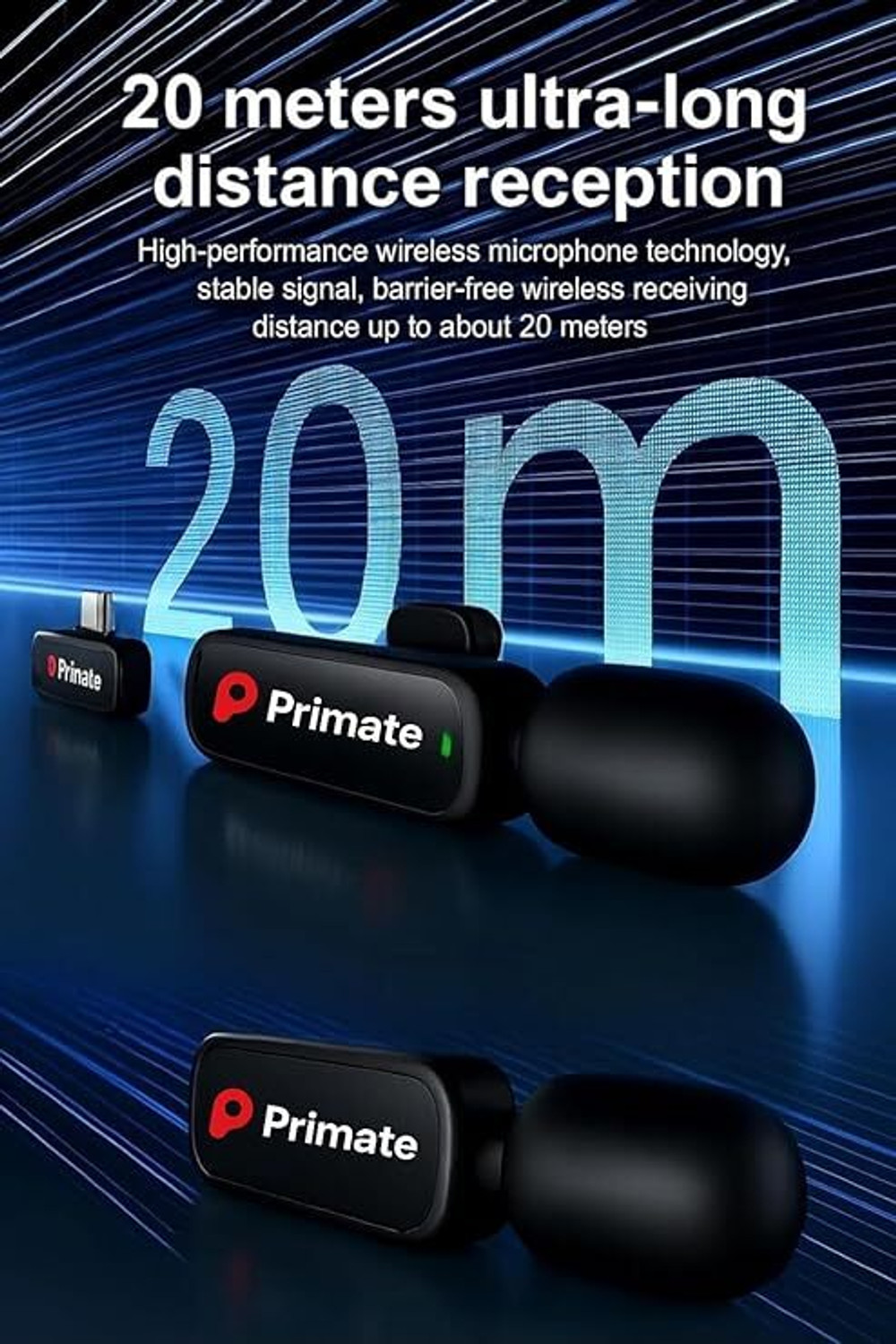 Image of Primate Wireless Mic For Youtube Mic For Vlogging Video Recording , Type-C Plug & Play Microphone