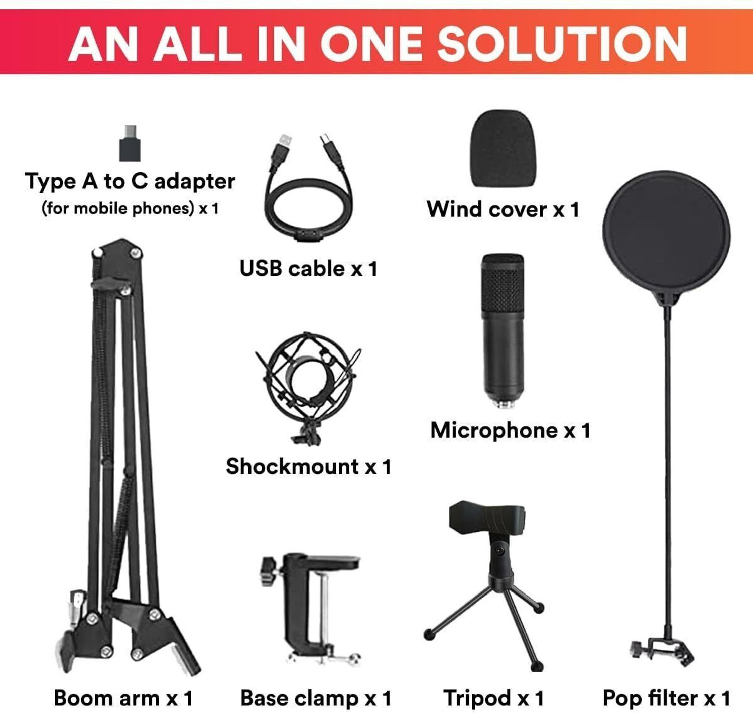 Image of JK Vision AM-C1 USB Condenser Microphone Kit Microphone