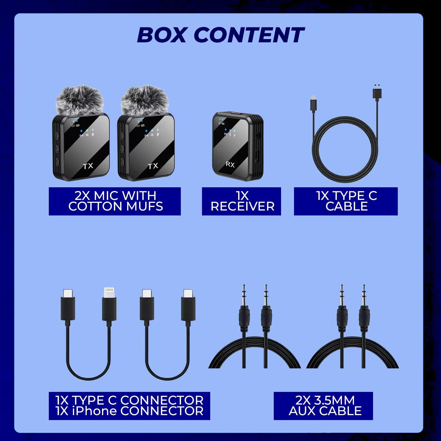 Image of Acesquare Dual Wireless Mic with Noise Cancellation for YouTube Video Recording Reel Vlogs Microphone