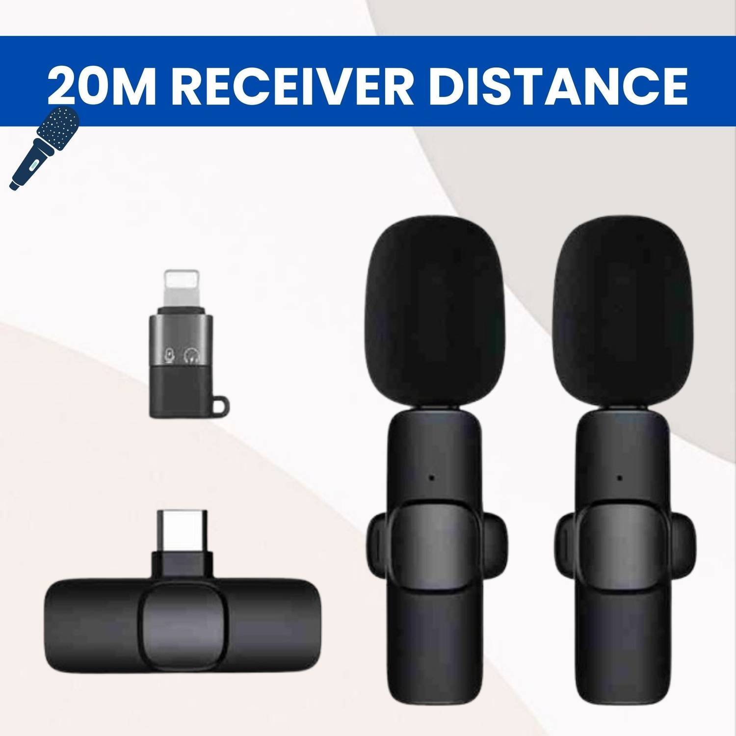 AGINDUSTRY K9 Dual Wireless Microphone, Bluetooth Collar Mic for Interview/YouTubeO125 Microphone