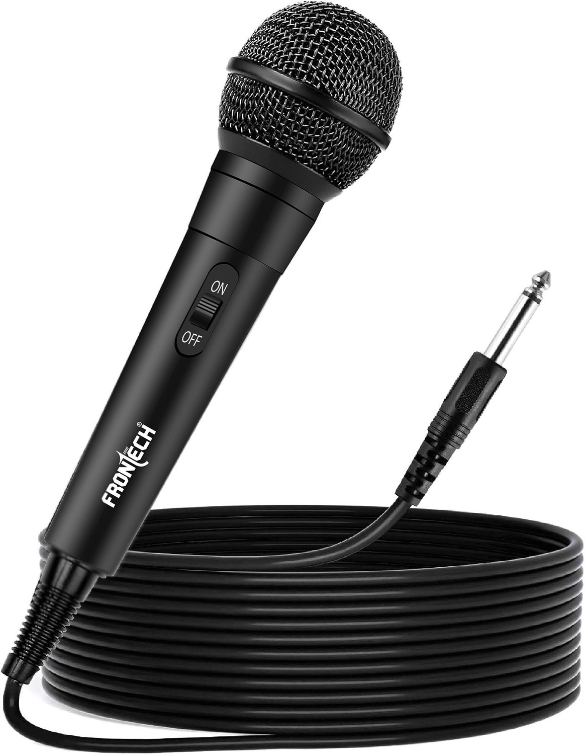 Image of Frontech HF-0014 Dynamic Microphone with 3M Cable| 6.5mm Jack | On /Off Switch| Metal Net Microphone