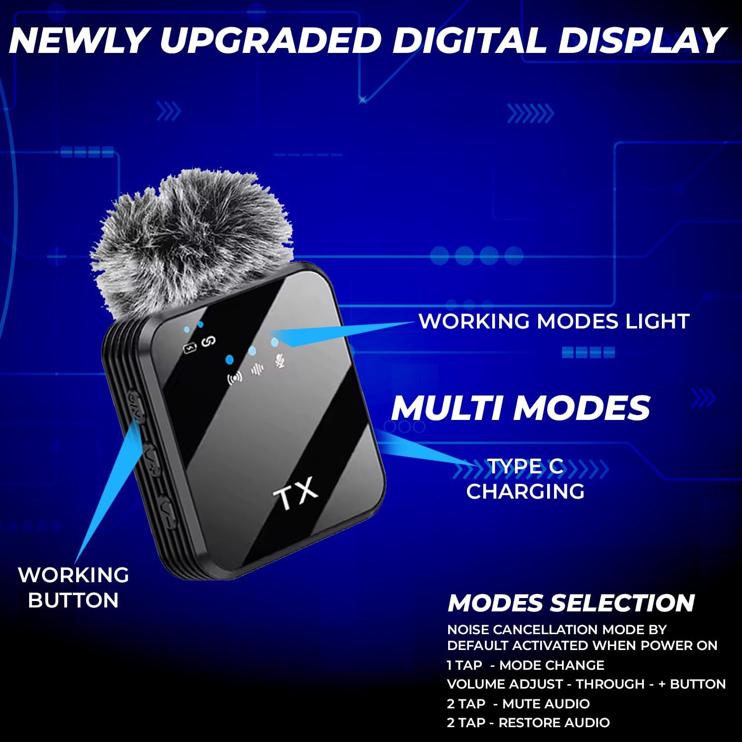 Image of Acesquare Dual Wireless Mic with Noise Cancellation for YouTube Video Recording Reel Vlogs Microphone