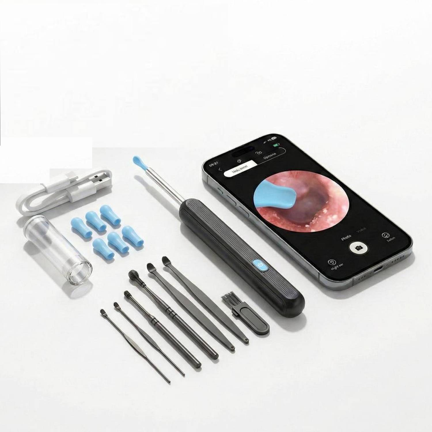 Accutrust Cleansify Ear Wax Cleaner with 1080p FHD Camera Lens for Kids & Adults Microscope Slide Box