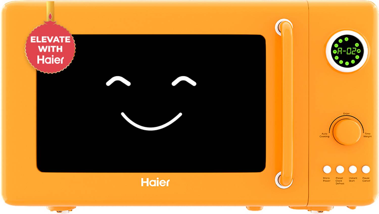 Haier 20 L Digital Display Push button & Jog control Multi-Power Levels Quick Reheat & Defrost Child Lock Safety HIL20V1MOPD Solo Microwave Oven