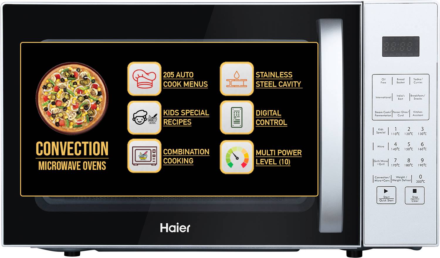 Haier 22 L 205 Auto cook Menus, KIDS special Recipes, 10 Power Le