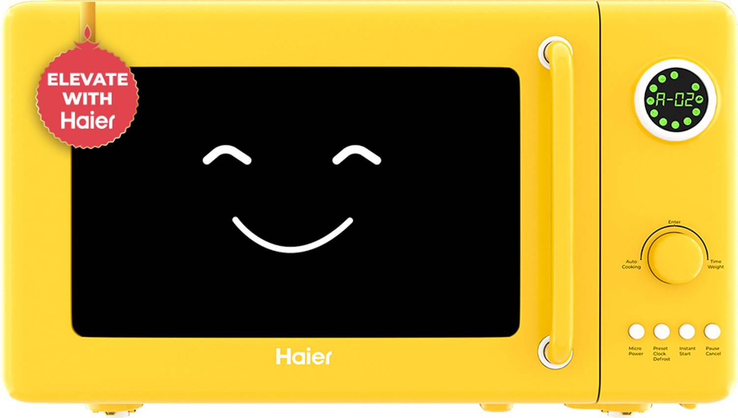 Haier 20 L Digital Display Push button & Jog control Instant start Defrost Function Multiple Power Levels Child Safety Lock Compact Kitchen Solution HIL20V1MYPD Solo Microwave Oven