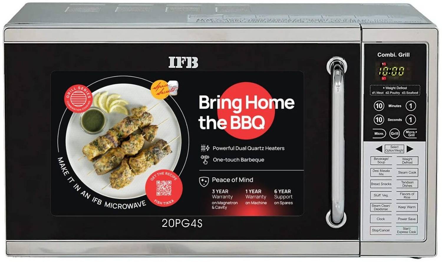 IFB 20 L Grill Microwave Oven (20PG4S, SILVER)