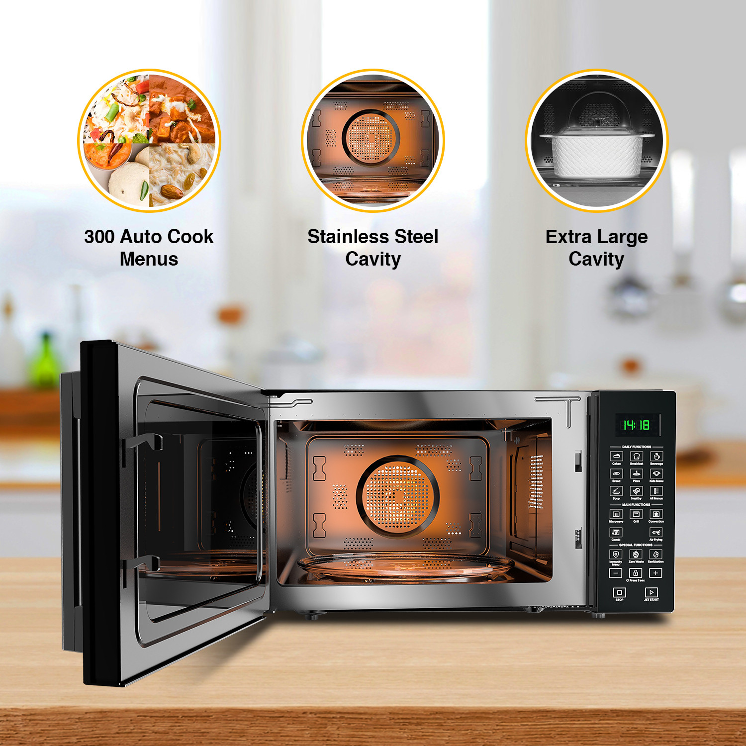 Image of Whirlpool 29 L Air Fry with Motorized Rotisserie and Grill Rack Sanitization Defrost Convection Microwave Oven