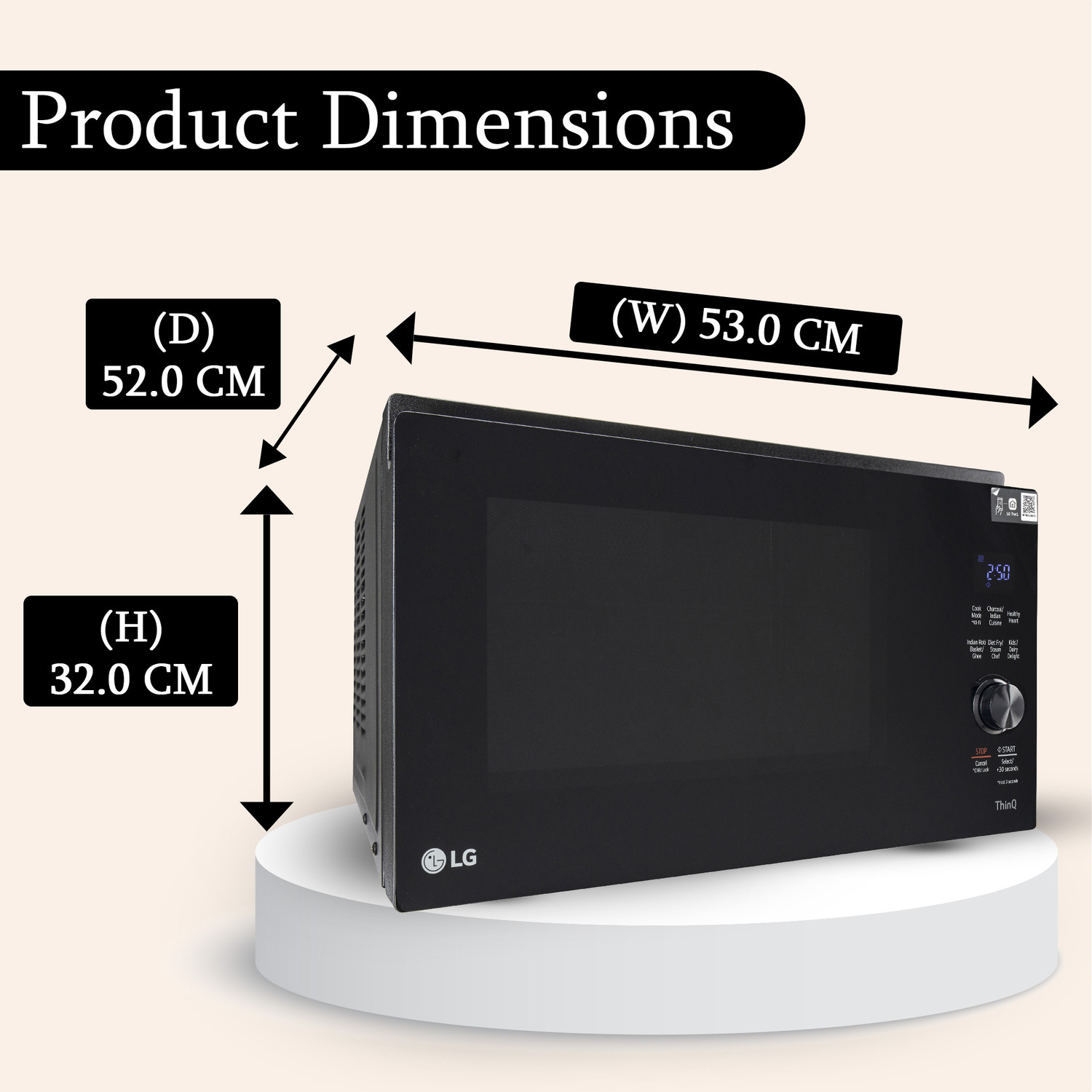 Image of LG 32 L Diet Fry and 360 Degree Motorised Rotisserie for crispy and tasty bar-be-que recipes with Wi-Fi Enabled Scan to Cook Charcoal Convection Microwave Oven