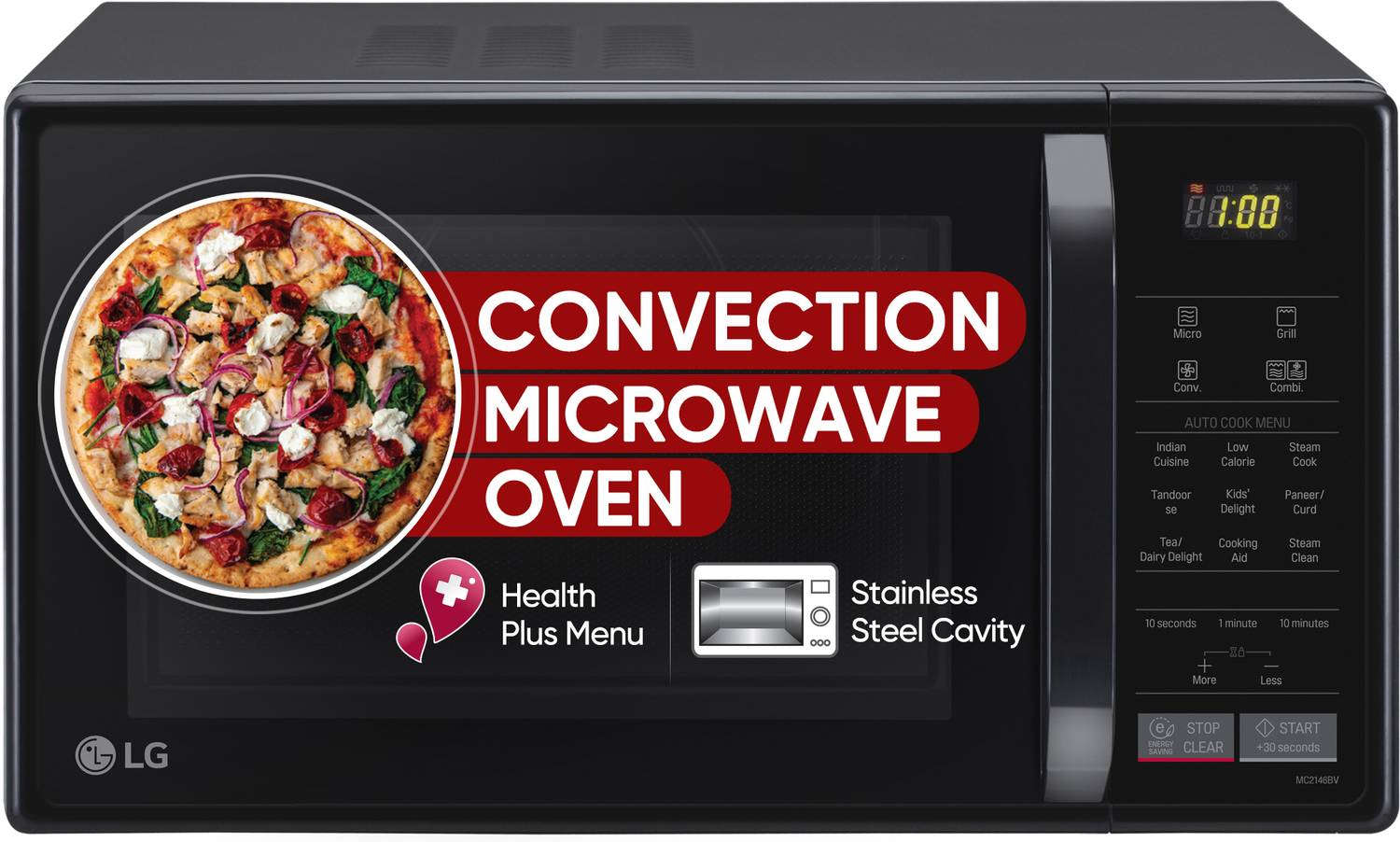 LG 21L Black Convection Microwave Oven - Image 1