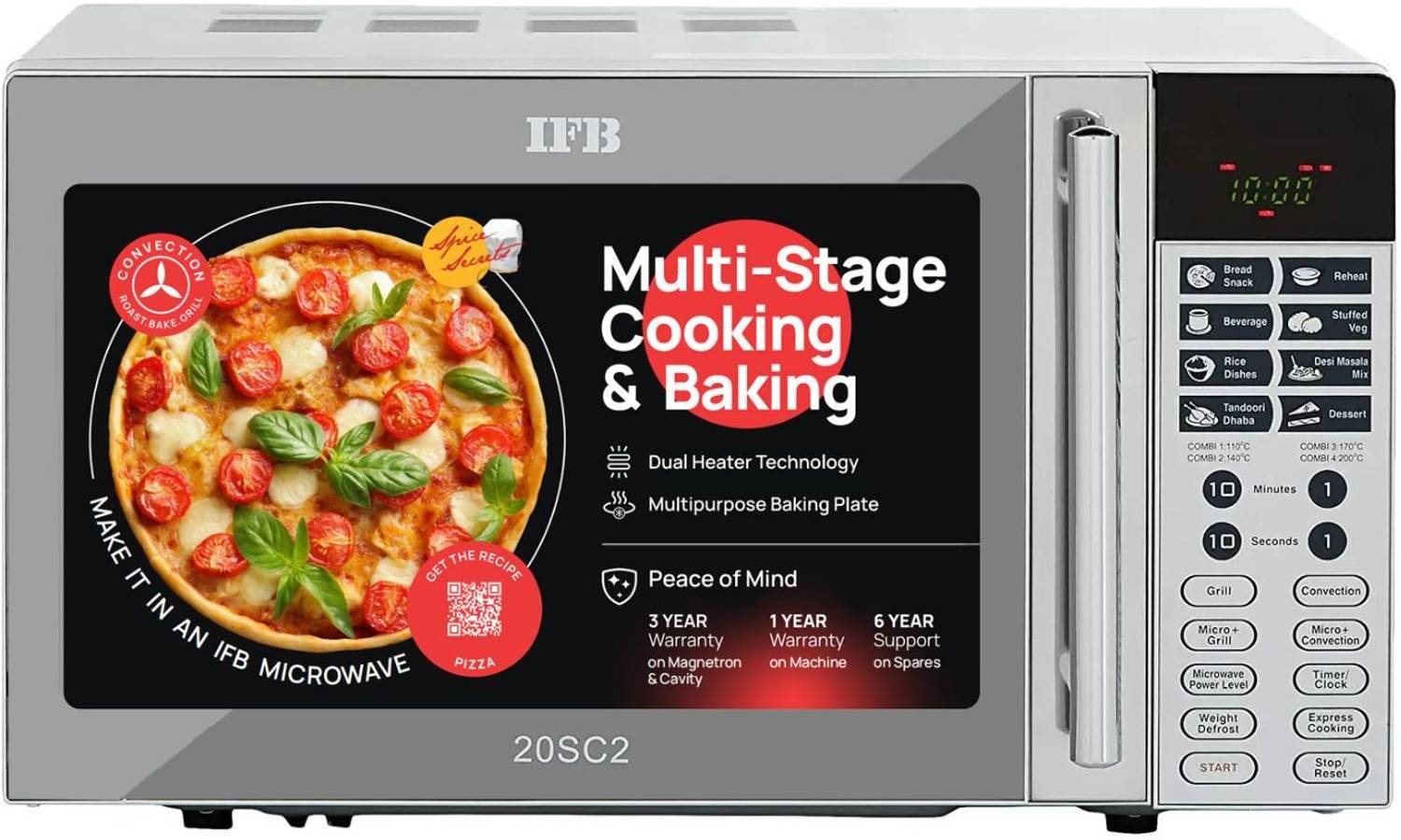 IFB 20 L 24 Standard Cook Menus, Steam Clean, Weight Defrost, Gri