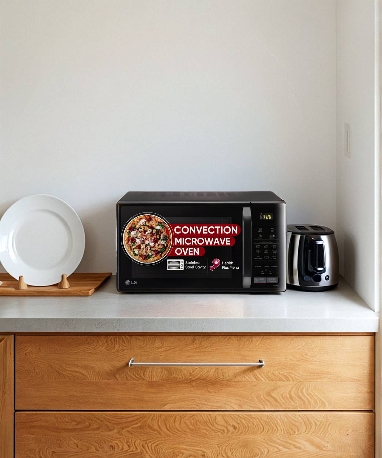 LG 21L Black Convection Microwave Oven - Image 3