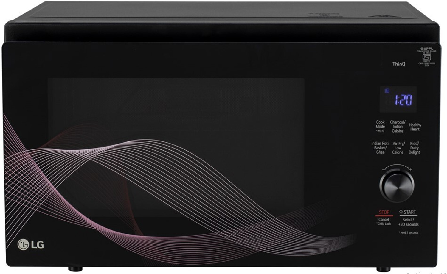 Image of LG 32 L Convertible Microwave Oven with Airfry, Charcoal Lighting Heater, Wi-Fi Enabled, Motorised Rotisserie with 60 Air Fry Recipe, 40 Scan to Cook Recipes & 431 Auto Cook Menu Convection Microwave Oven