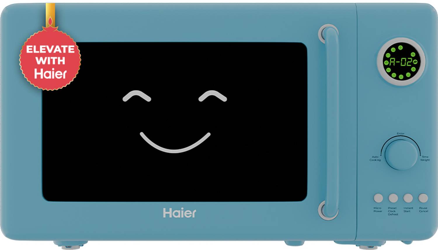 Haier 20 L Digital Display Push button & Jog Control Multi-Power Levels Defrost Function Child Safety Lock Instant Start Compact Kitchen Solution HIL20V1MBPD Solo Microwave Oven